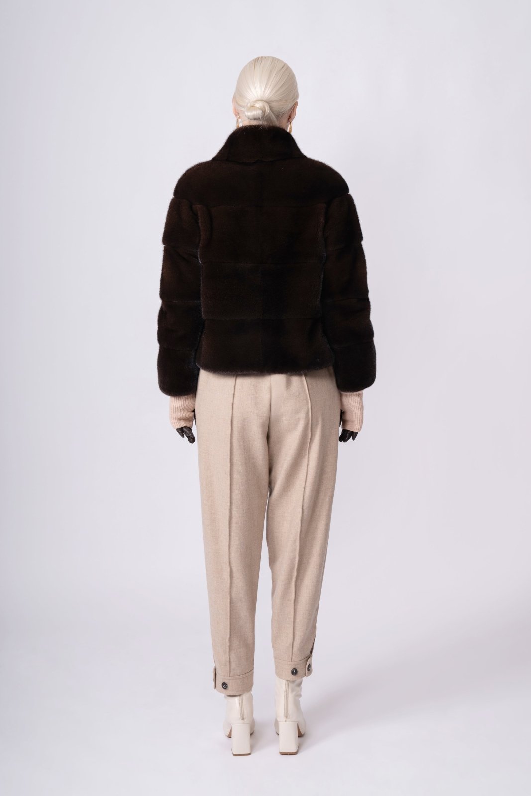 Chocolate Velvet Mink Fur Jacket - ADAMO