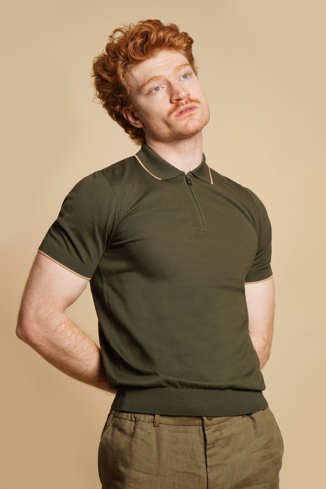 Cotton Zip Polo Shirt - ADAMO