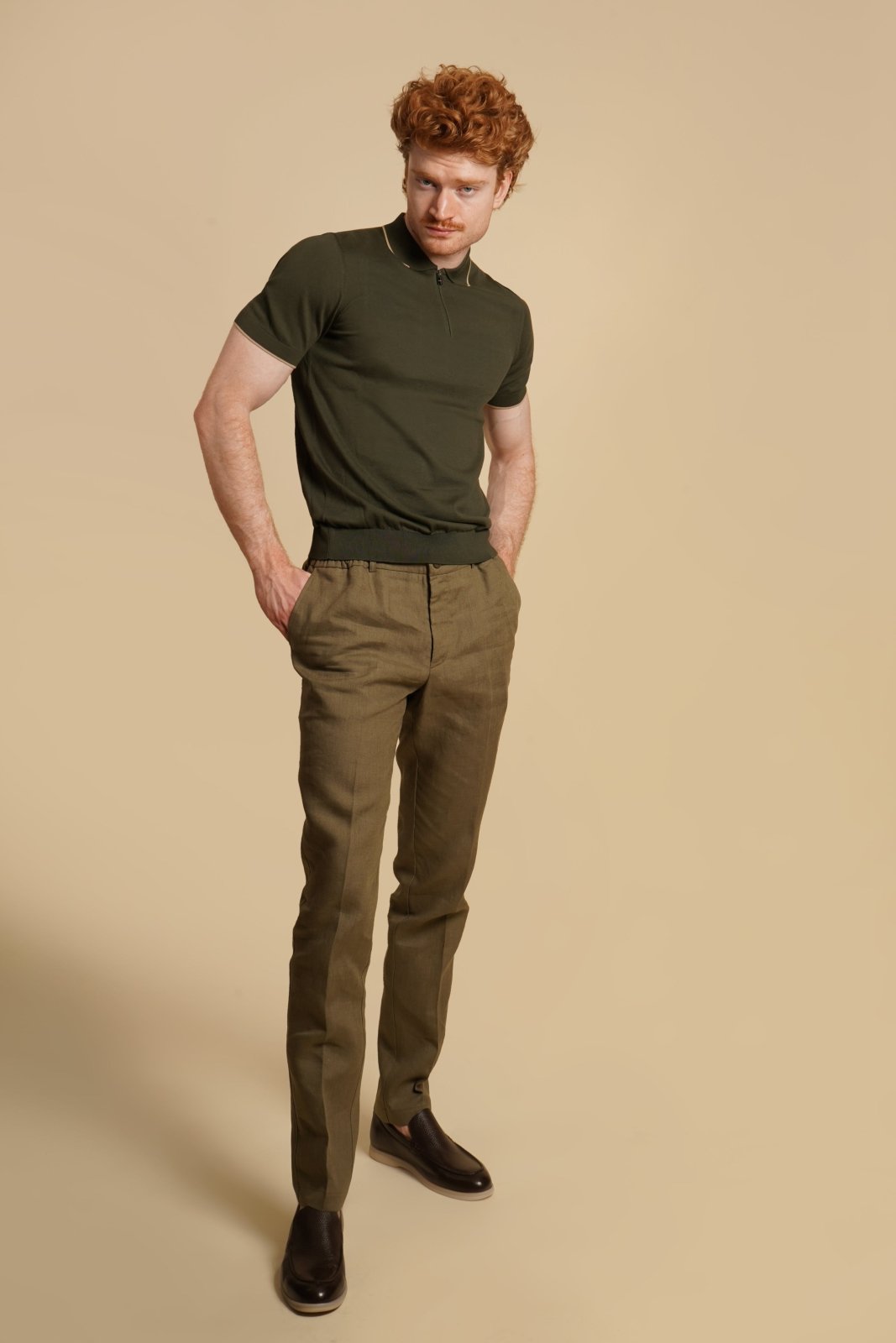 Cotton Zip Polo Shirt - ADAMO