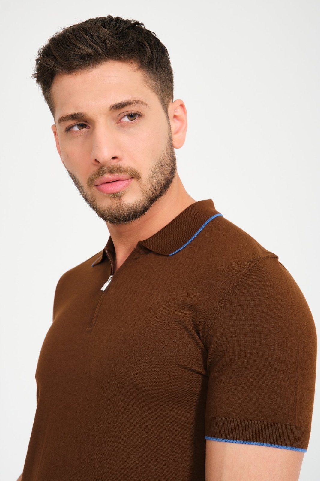 Cotton Zip Polo Shirt - ADAMO