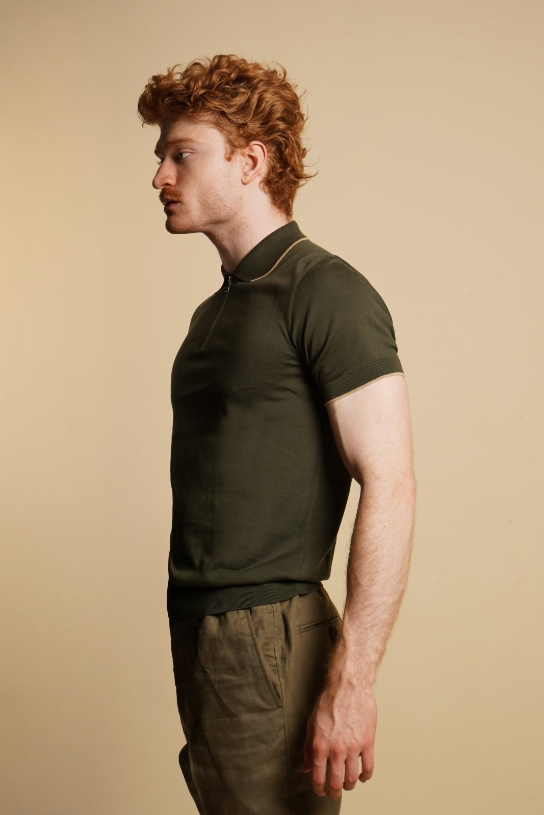 Cotton Zip Polo Shirt - ADAMO