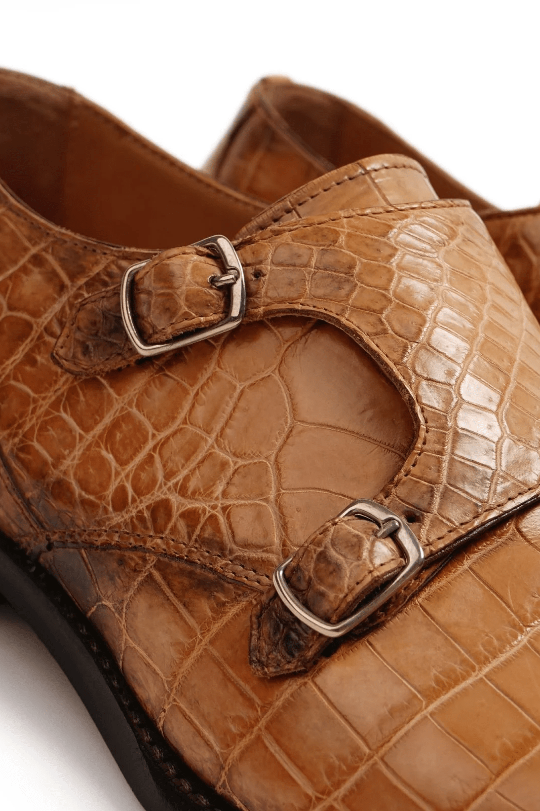 Crocodile Leather Double Strap Shoes - ADAMO