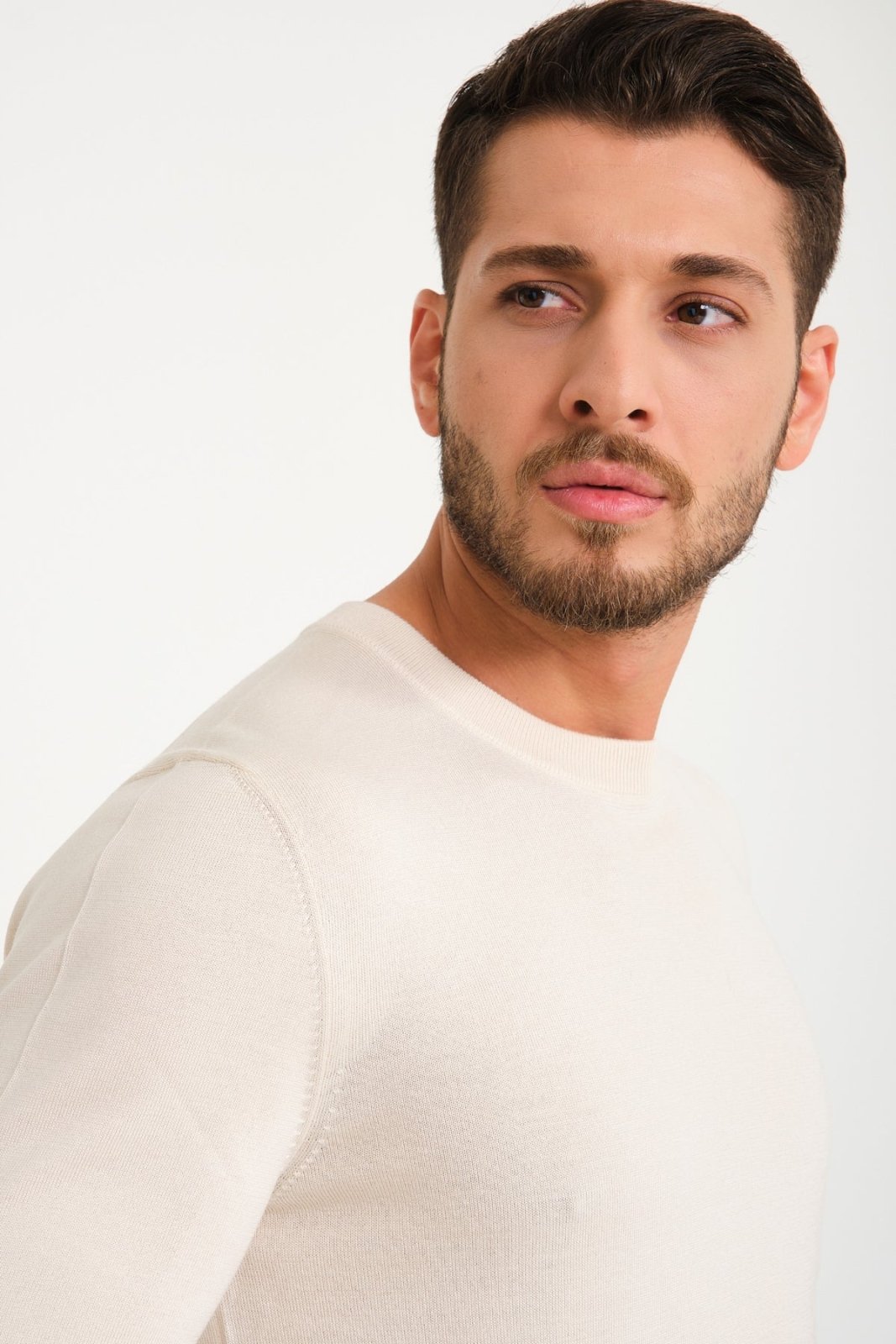 Ecru Cashmere Knit Shirt - ADAMO