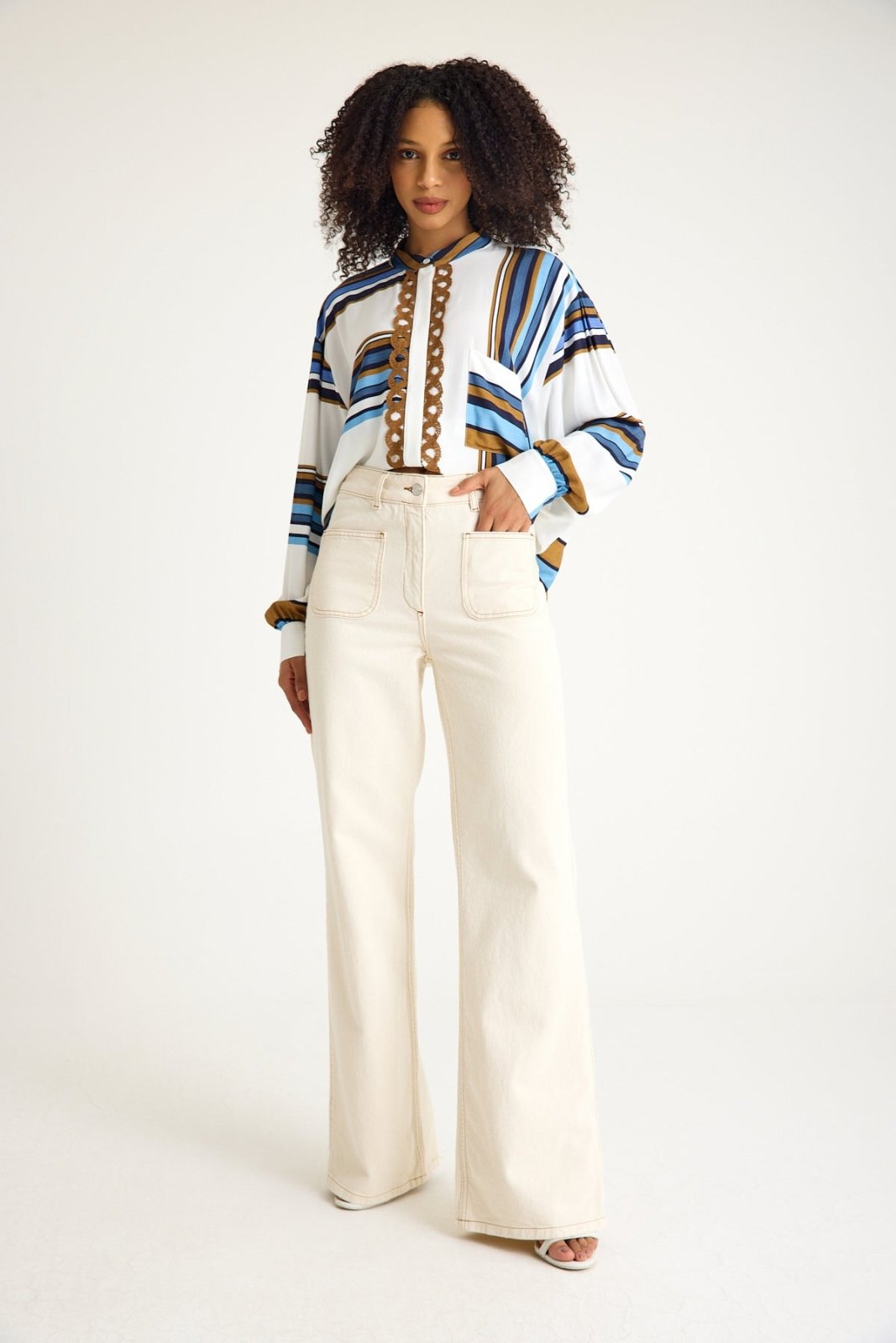 Ecru High Waisted Jeans - ADAMO