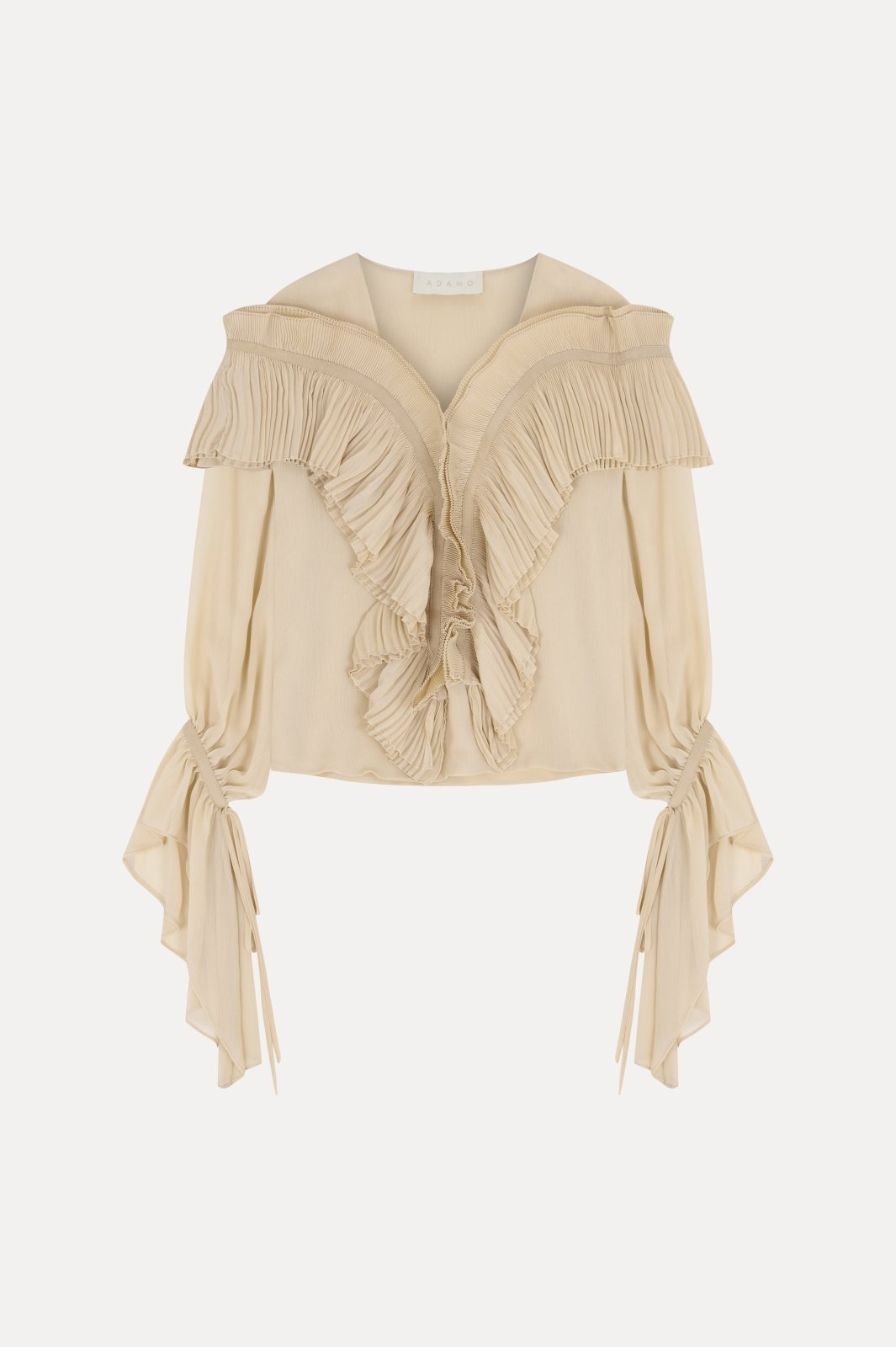 Elegant Ruffled Silk Chiffon Blouse - ADAMO