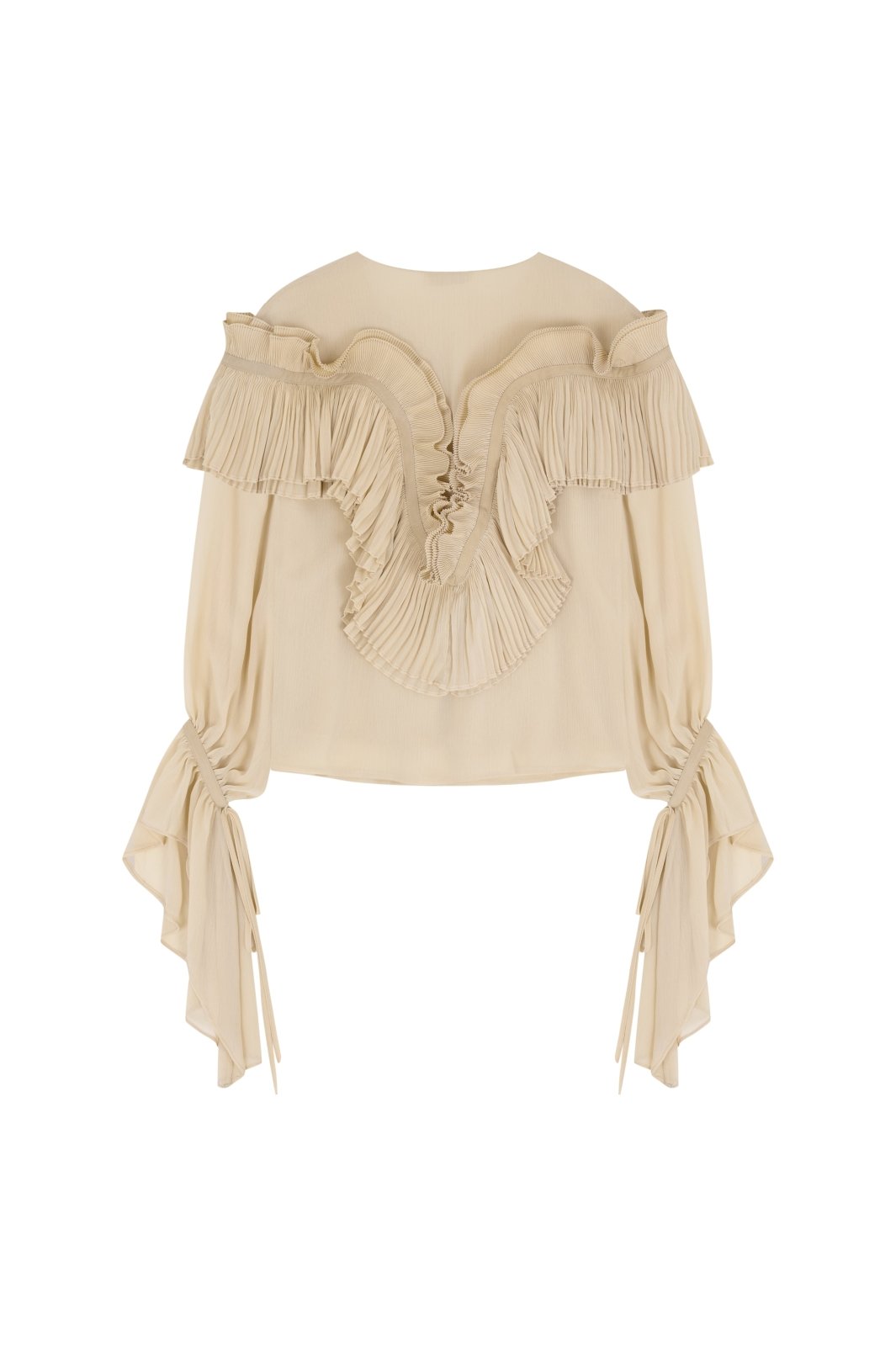 Elegant Ruffled Silk Chiffon Blouse - ADAMO