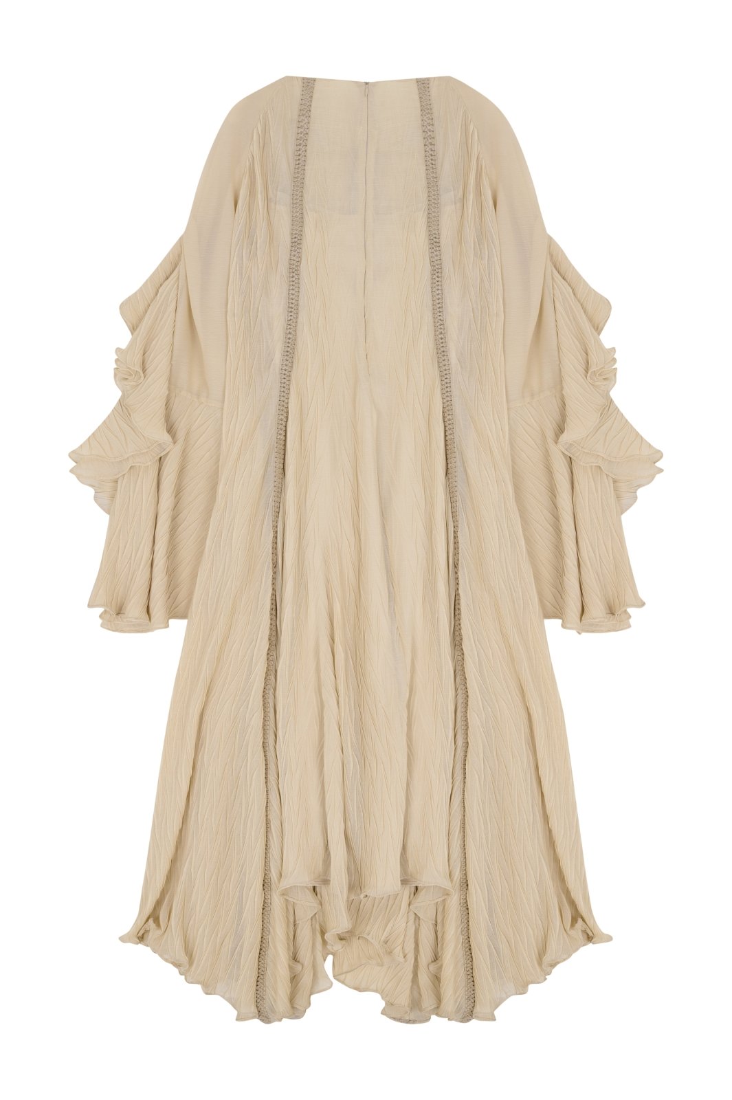 Ethereal Beige Pleated Kaftan Dress - ADAMO