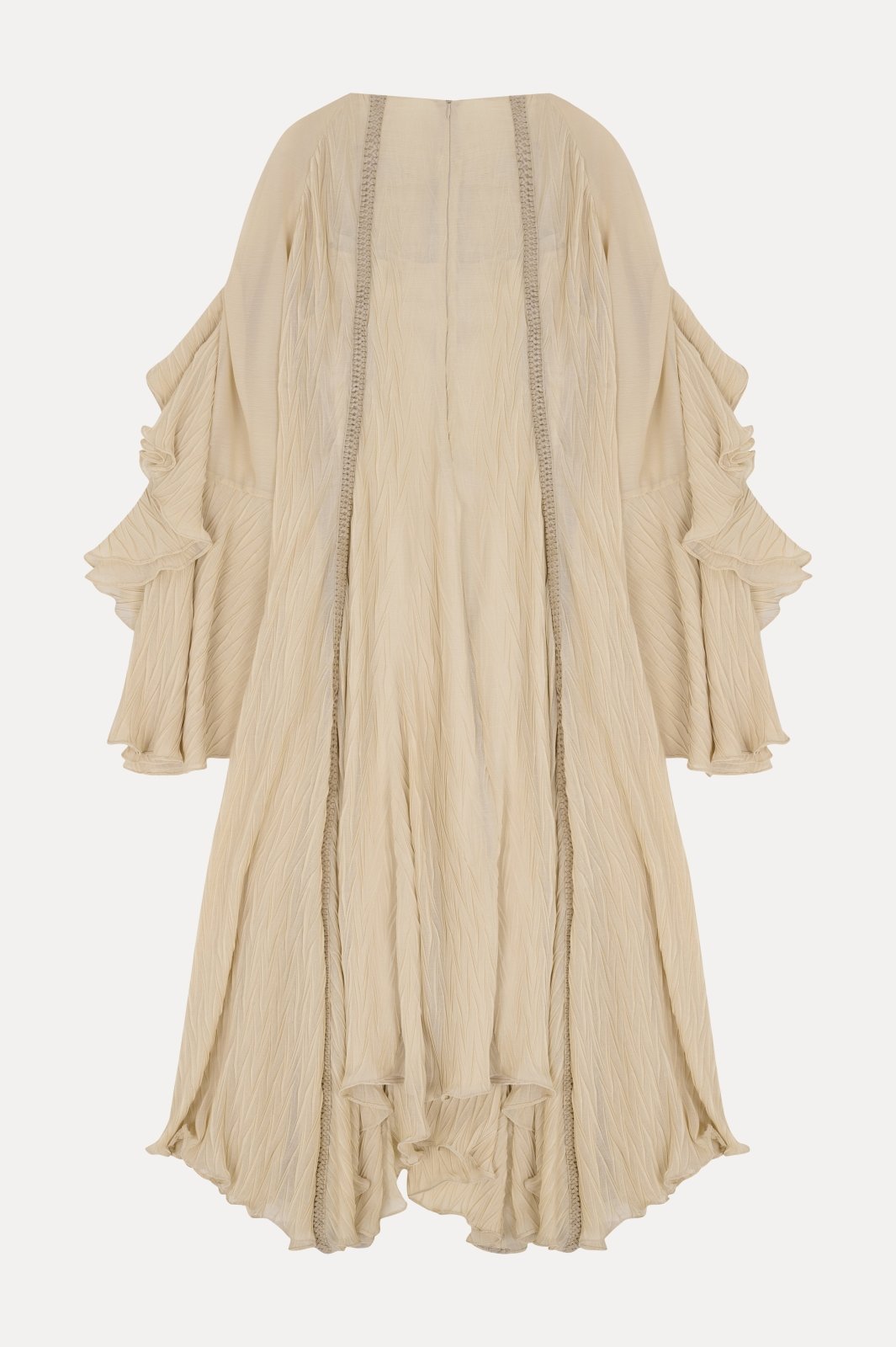 Ethereal Beige Pleated Kaftan Dress - ADAMO