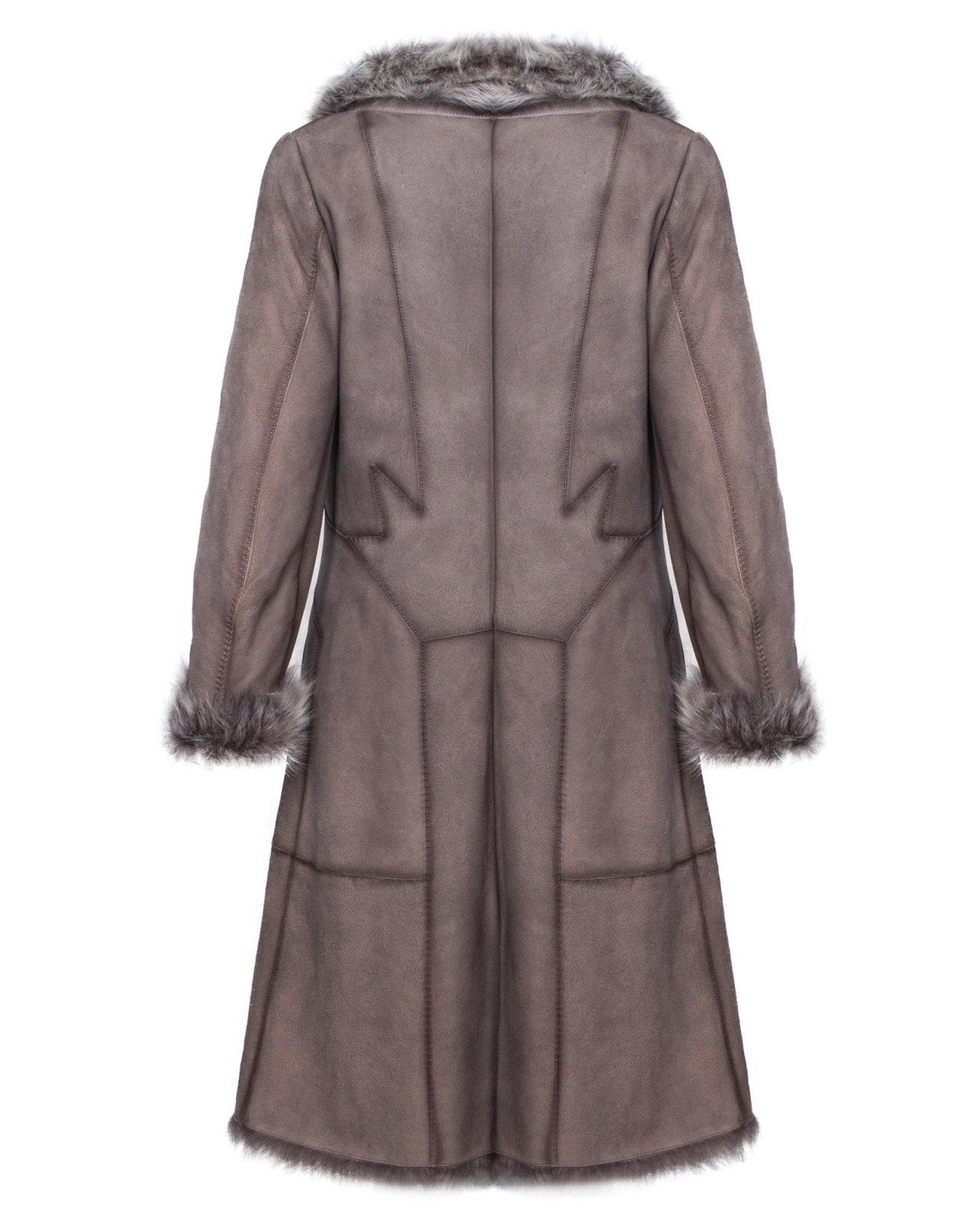 Grey Long Leather Coat - ADAMO