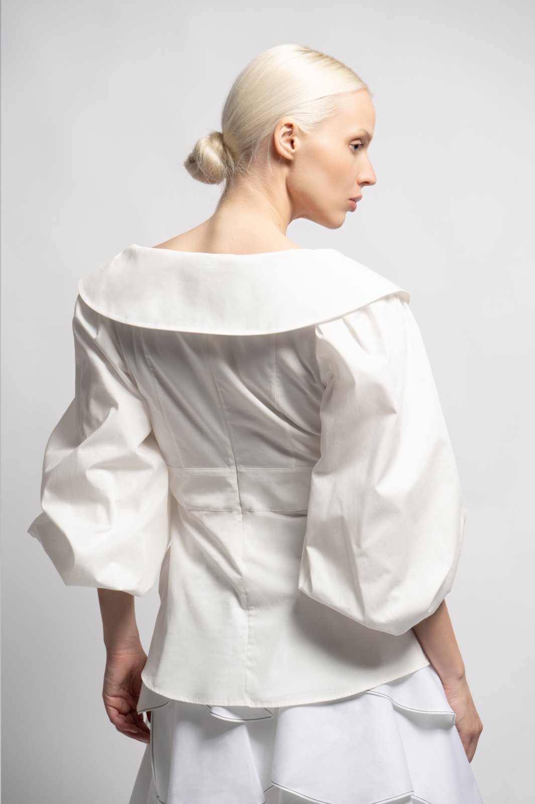 Ivory Cotton Bow - Tie Blouse - ADAMO
