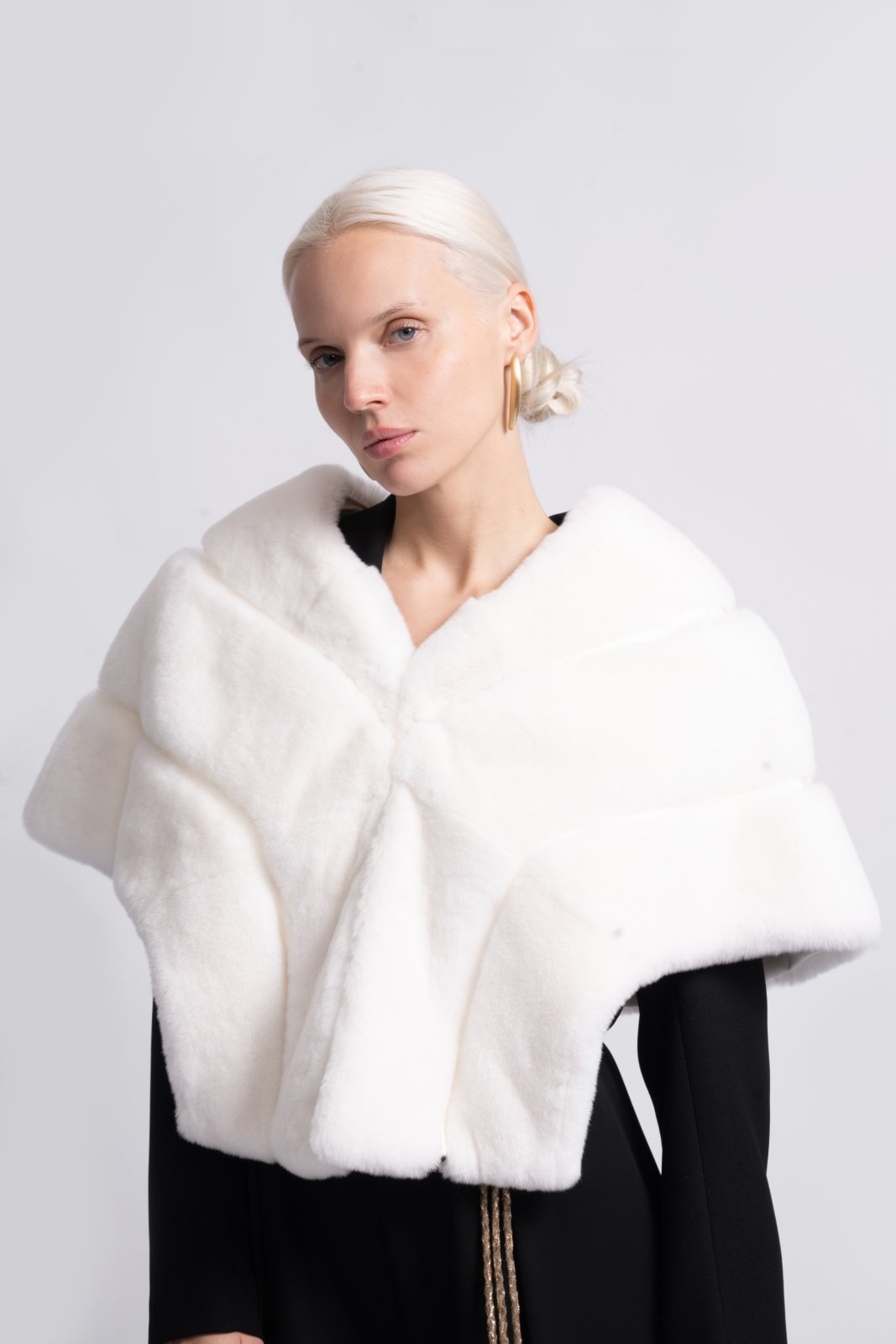Ivory Eclipse Rex Fur Cape - ADAMO