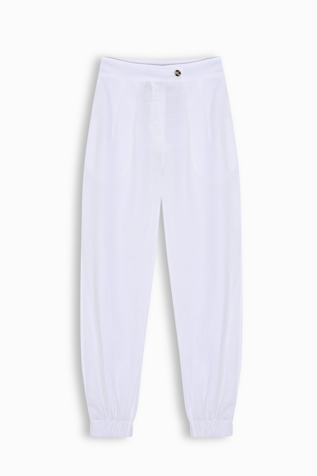 Ivory Linen Tapered Trousers - ADAMO