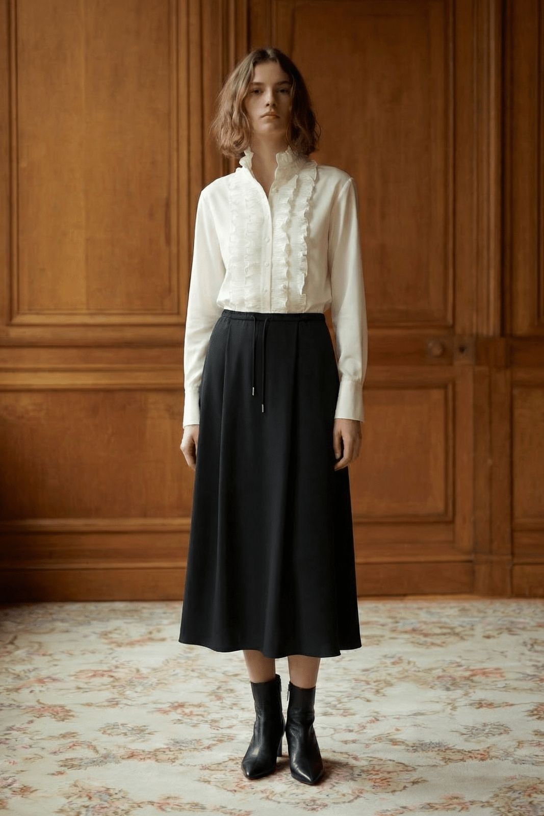 Ivory Ruffled Elegance Shirt - ADAMO