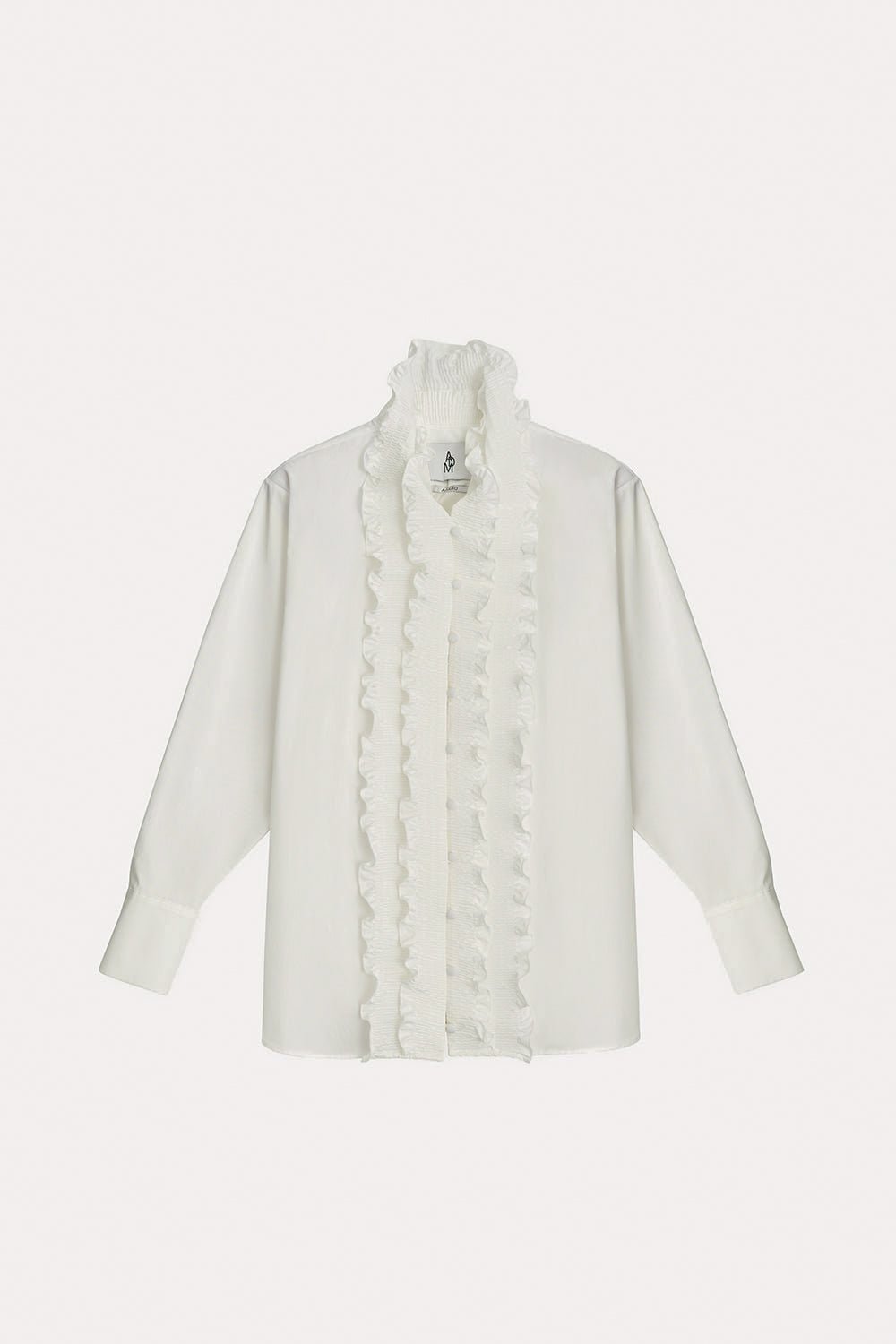 Ivory Ruffled Elegance Shirt - ADAMO