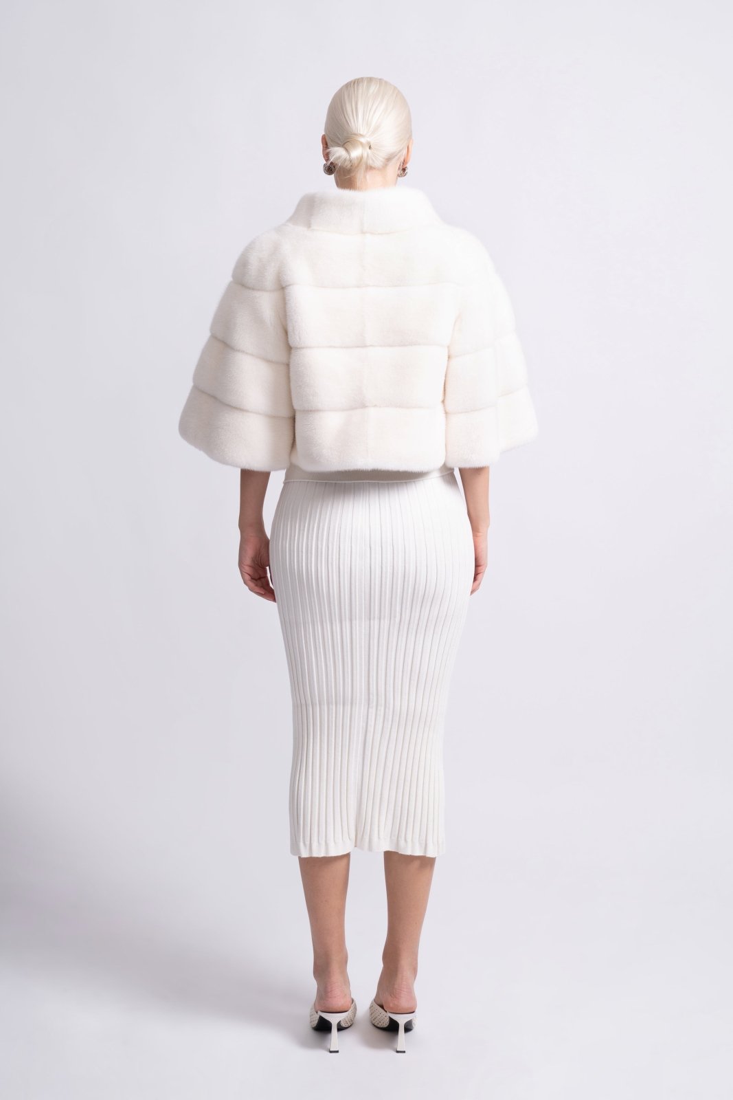 Ivory Whisper Cropped Mink Fur Jacket - ADAMO