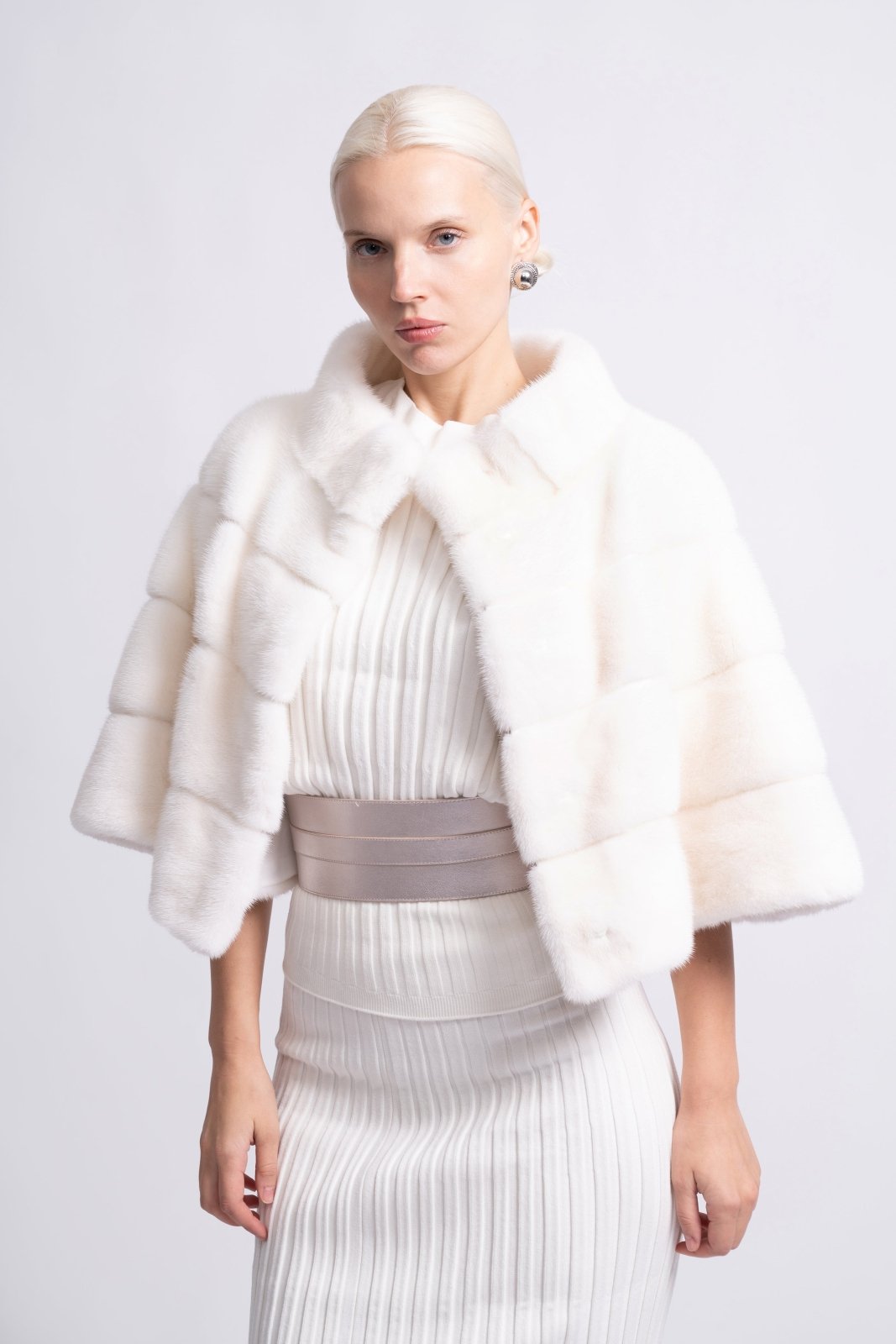 Ivory Whisper Cropped Mink Fur Jacket - ADAMO