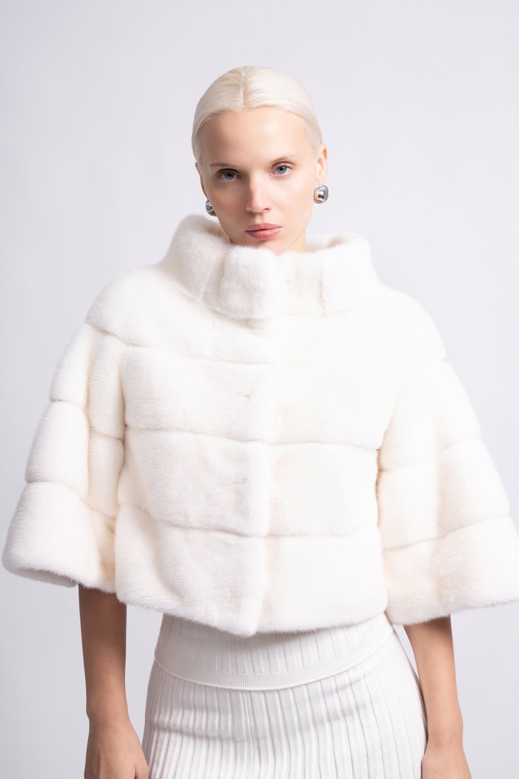 Ivory Whisper Cropped Mink Fur Jacket - ADAMO