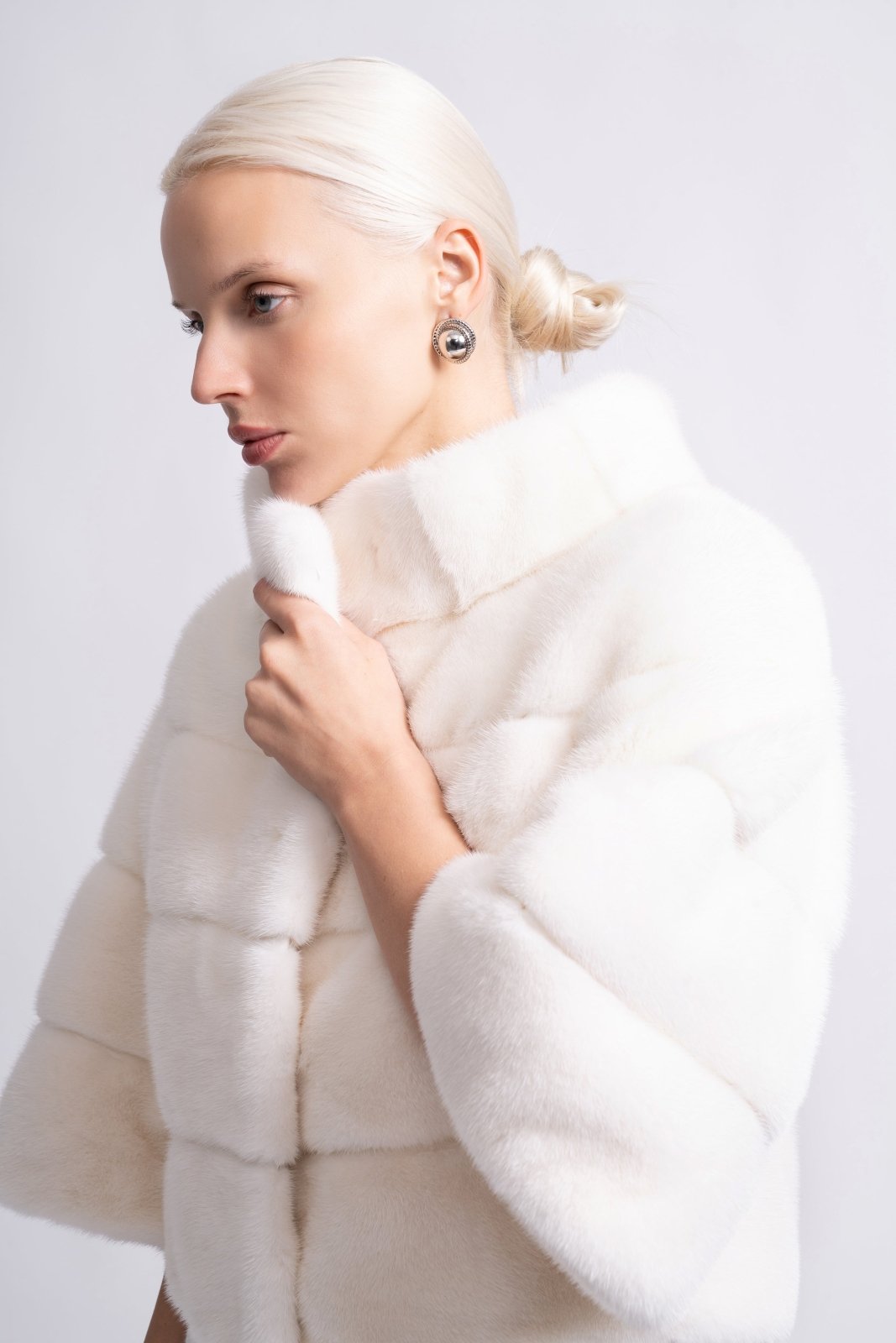 Ivory Whisper Cropped Mink Fur Jacket - ADAMO