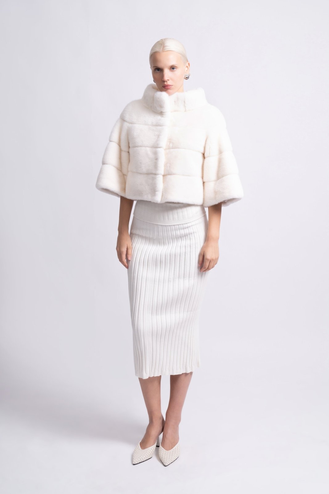 Ivory Whisper Cropped Mink Fur Jacket - ADAMO