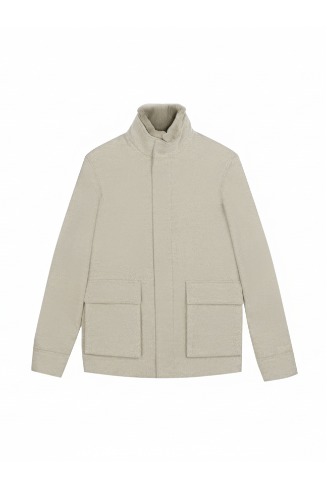 Khaki Wool Rex Collar Coat - ADAMO