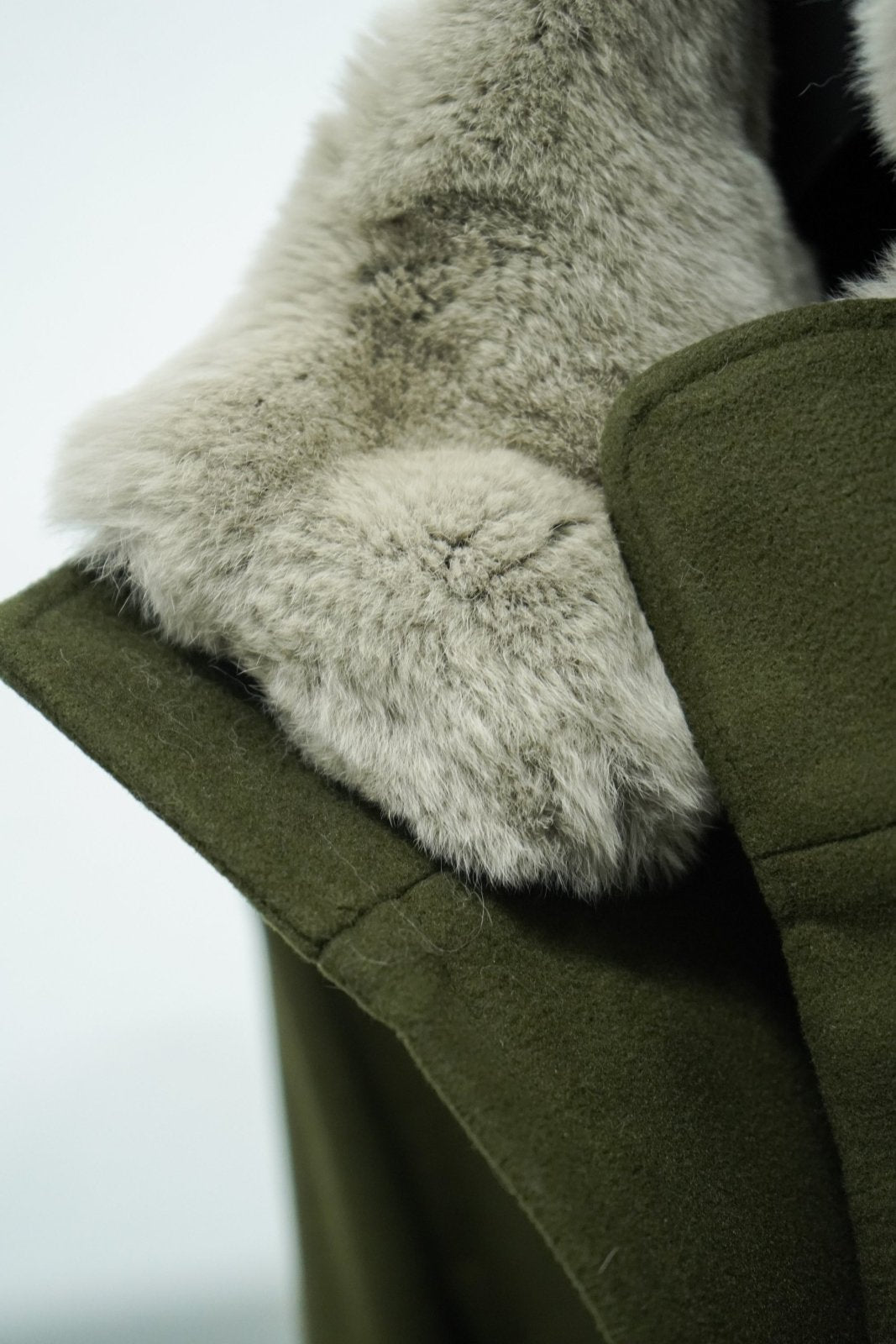 Khaki Wool Rex Collar Coat - ADAMO