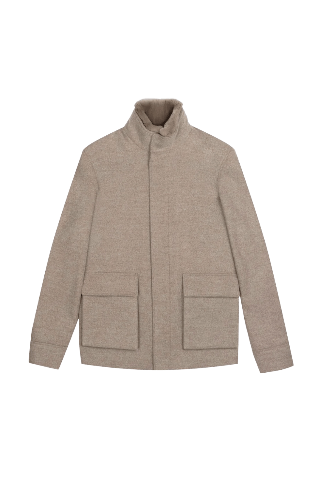 Khaki Wool Rex Collar Coat - ADAMO