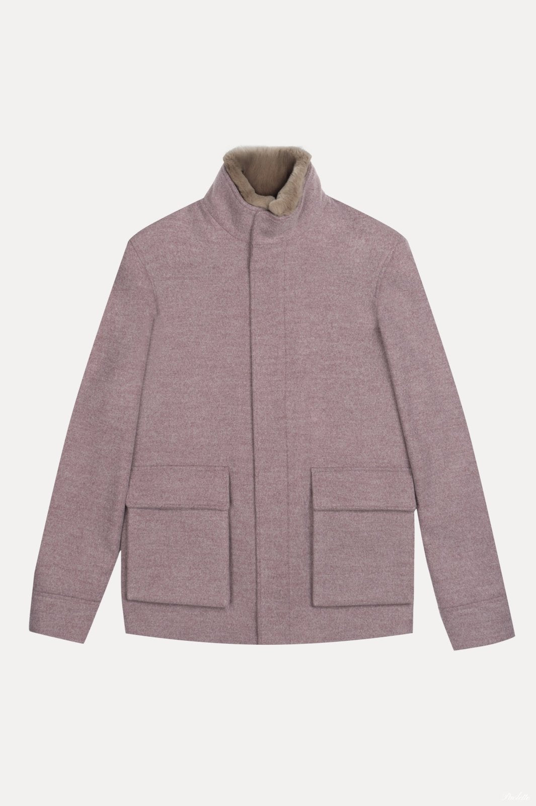 Light Burgundy Coat with removable Fur Collar - ADAMO