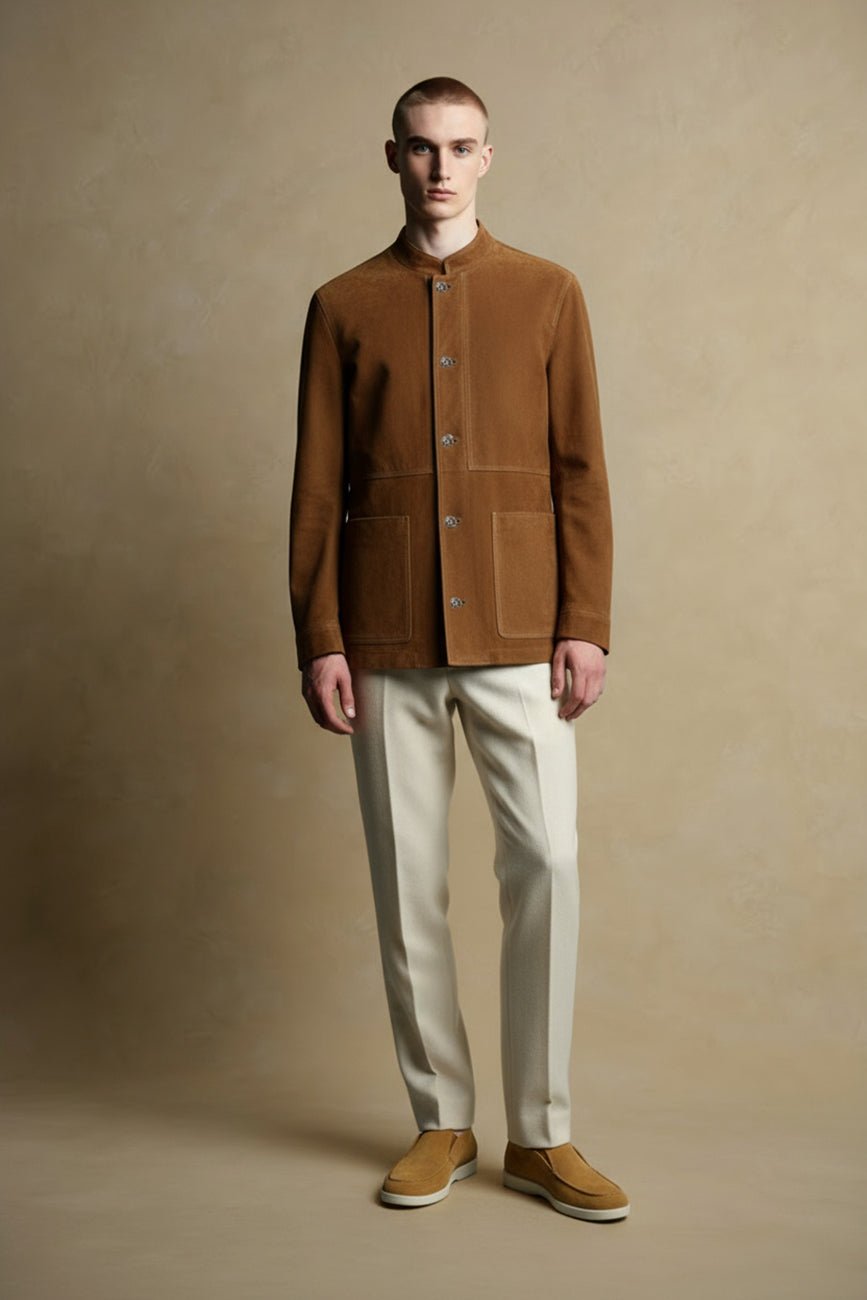Light Chestnut Suede Jacket - ADAMO