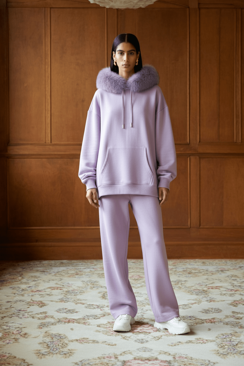 Lilac Fox Fur Hoodie - ADAMO