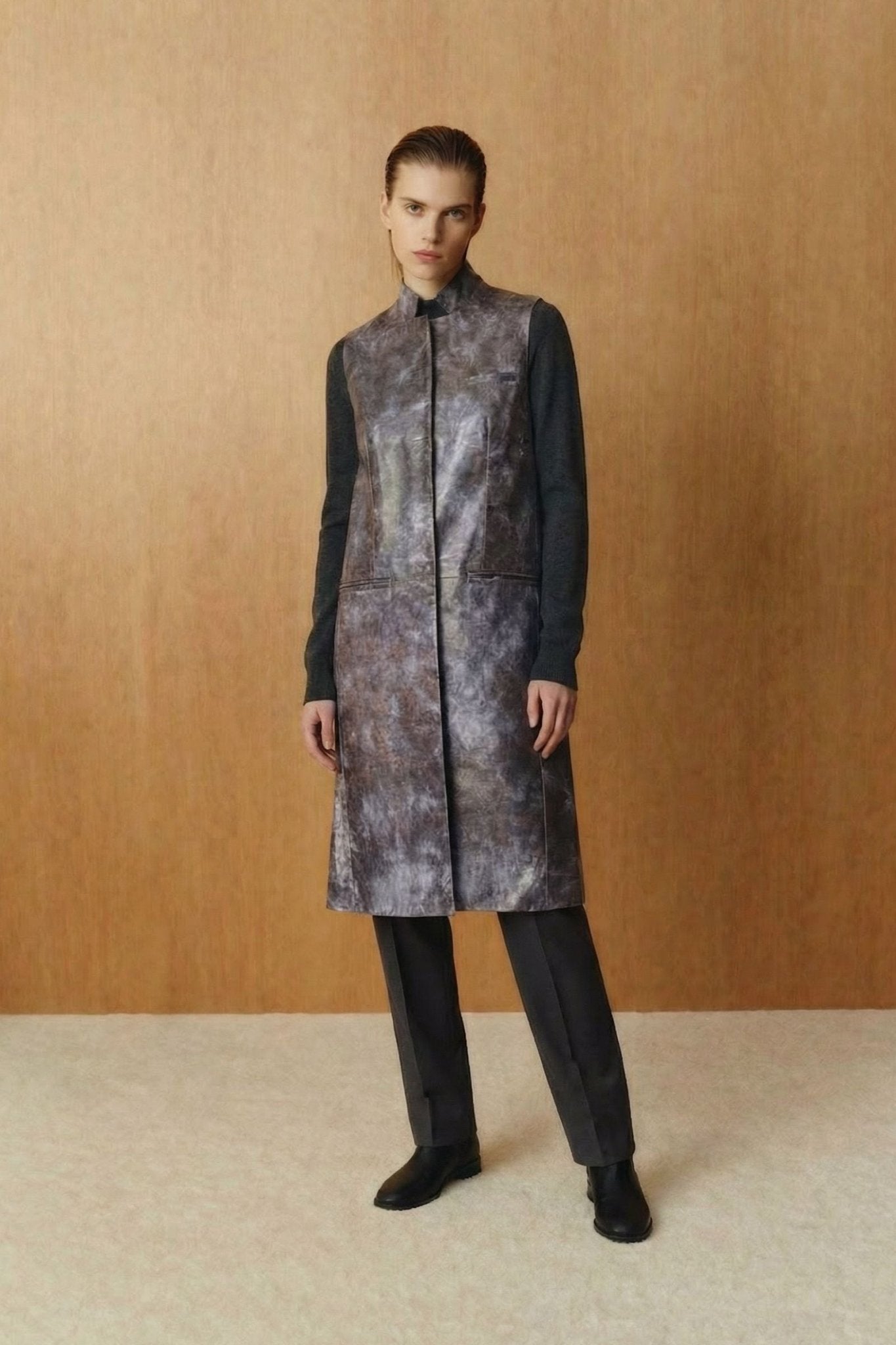 Long Leather Vest - ADAMO