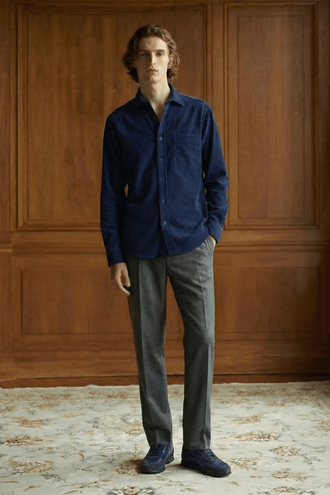 Midnight Blue Corduroy Shirt - ADAMO