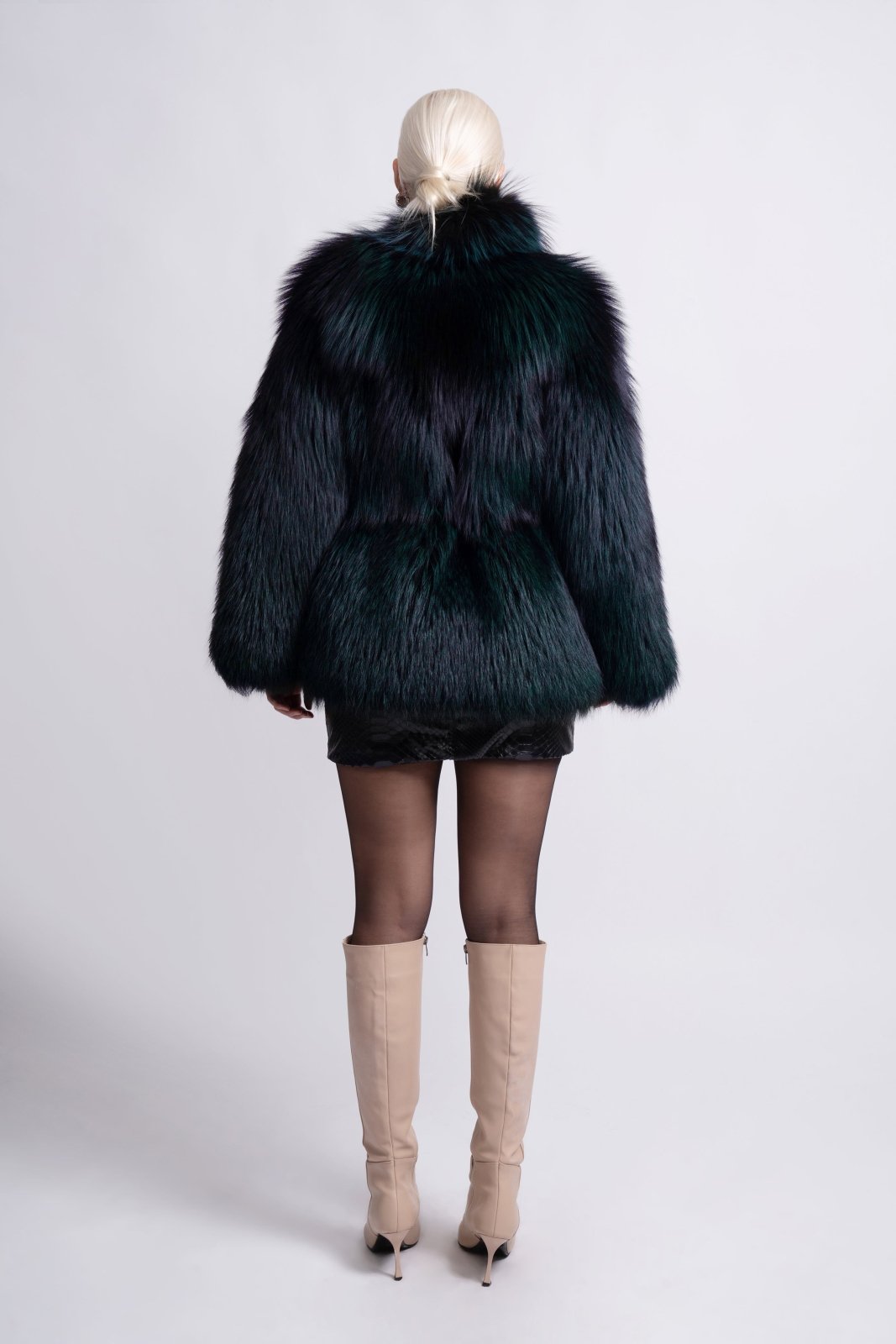 Midnight Emerald Fox Fur Jacket - ADAMO