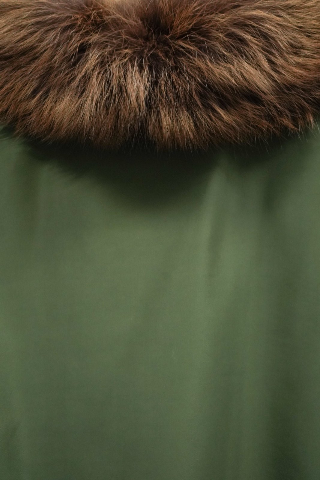 Military Green Technical Bomber with Fox Fur Collar - ADAMO