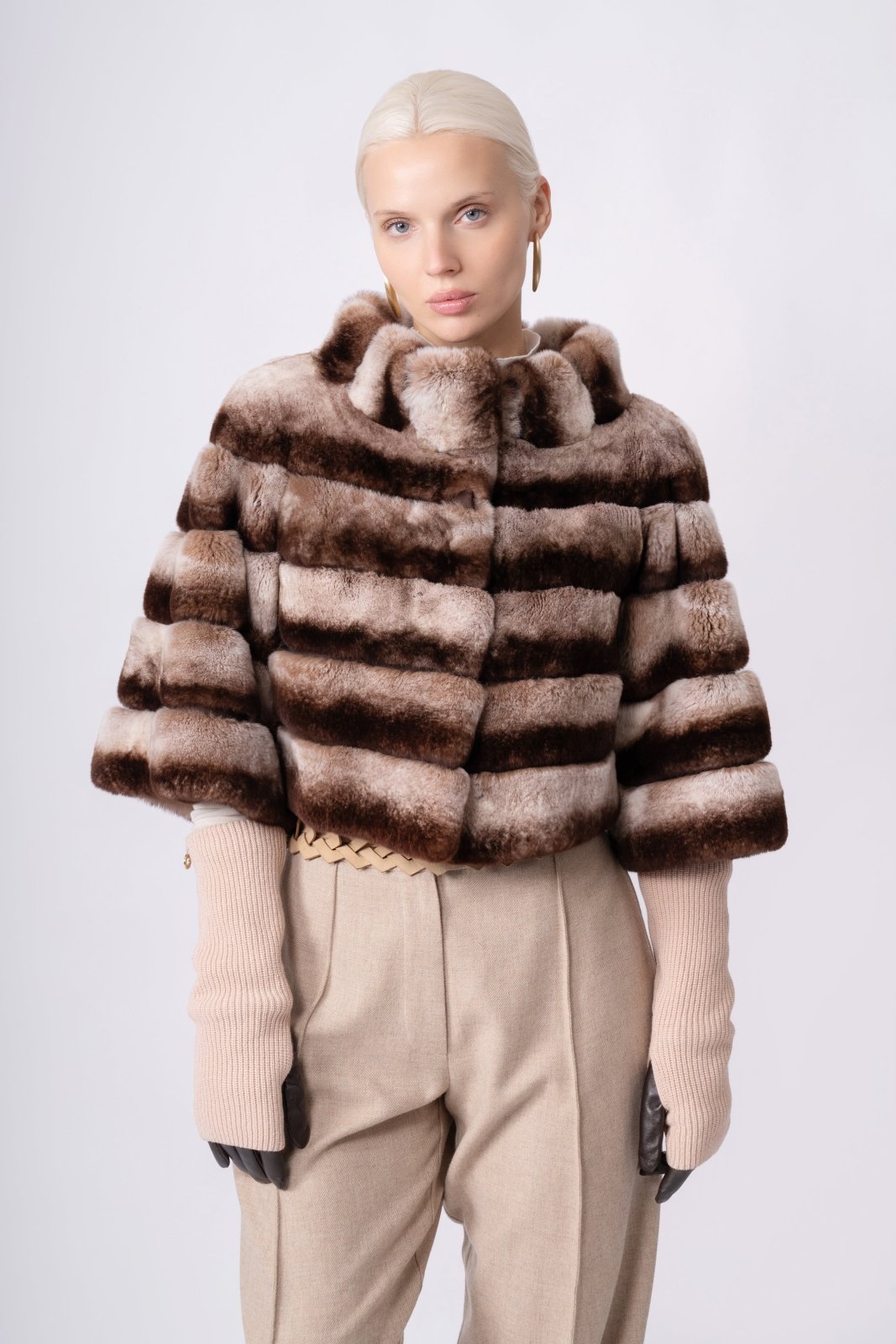 Mocha Eclipse Rex Fur Jacket - ADAMO