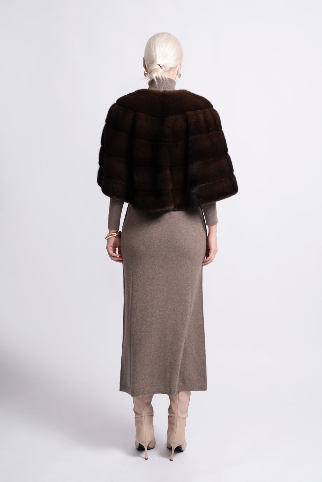 Mocha Elegance Mink Fur Bolero - ADAMO