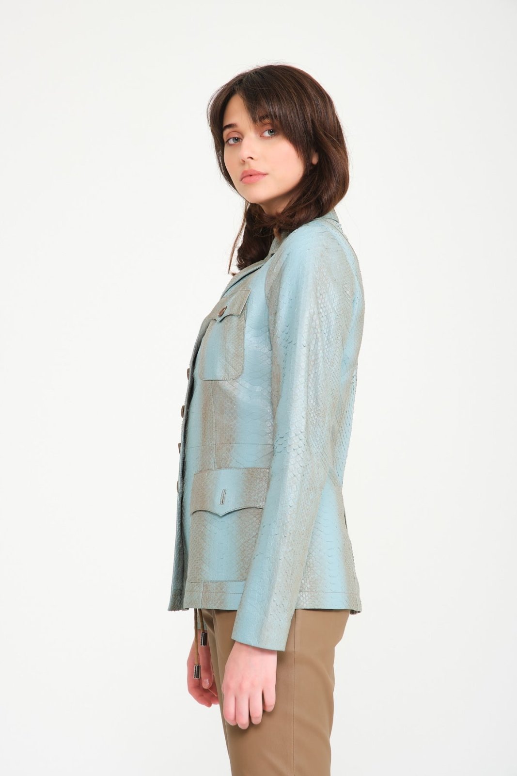 Multicolored Python Leather Jacket - ADAMO