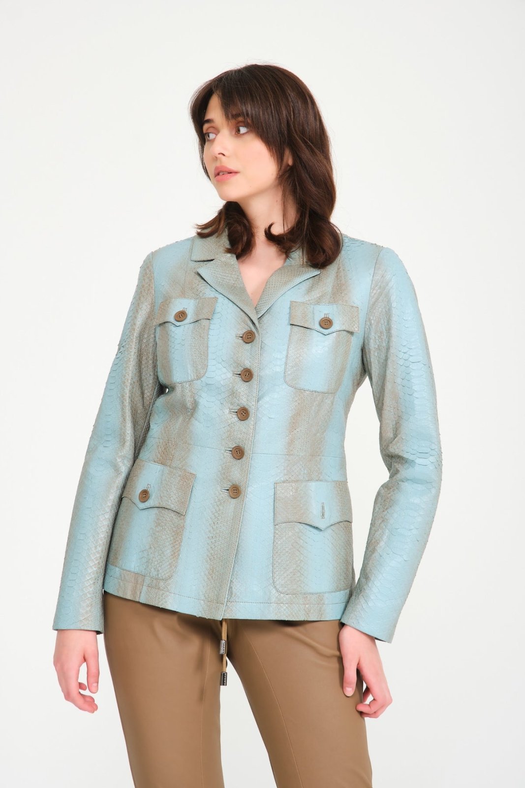 Multicolored Python Leather Jacket - ADAMO
