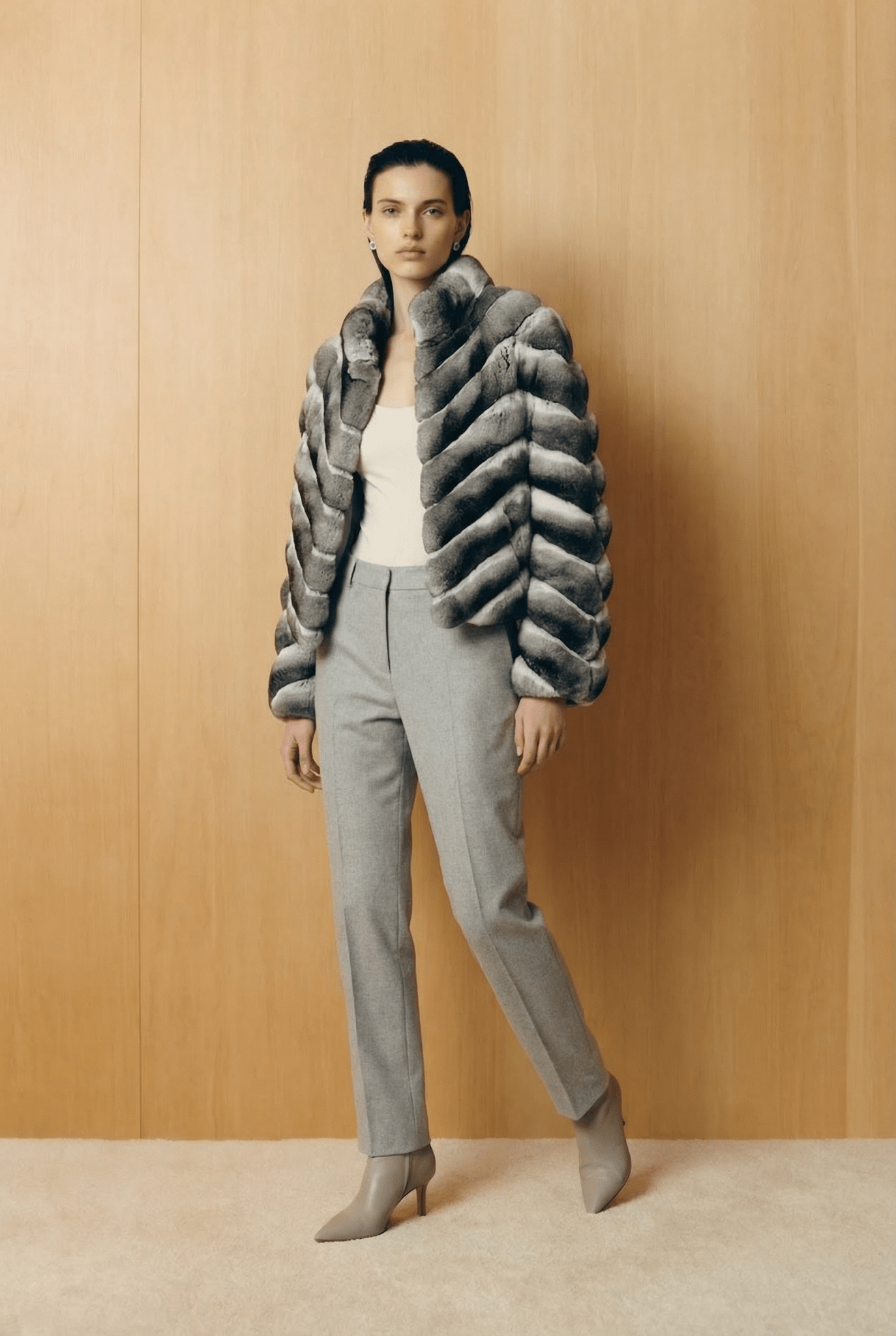 Natural Chinchilla Fur Jacket - ADAMO