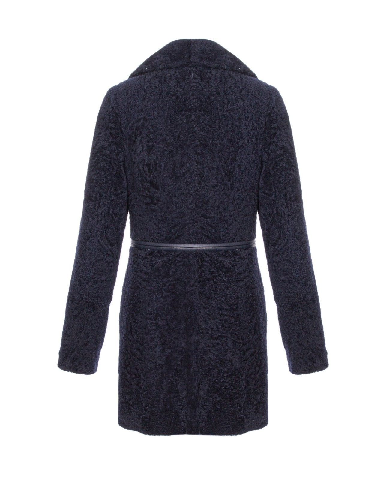 Navy Long Shearling Coat - ADAMO