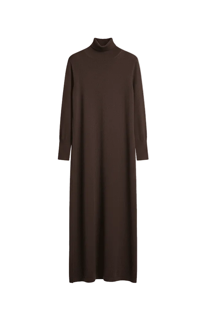 Noir Brown Wool Maxi Dress - ADAMO