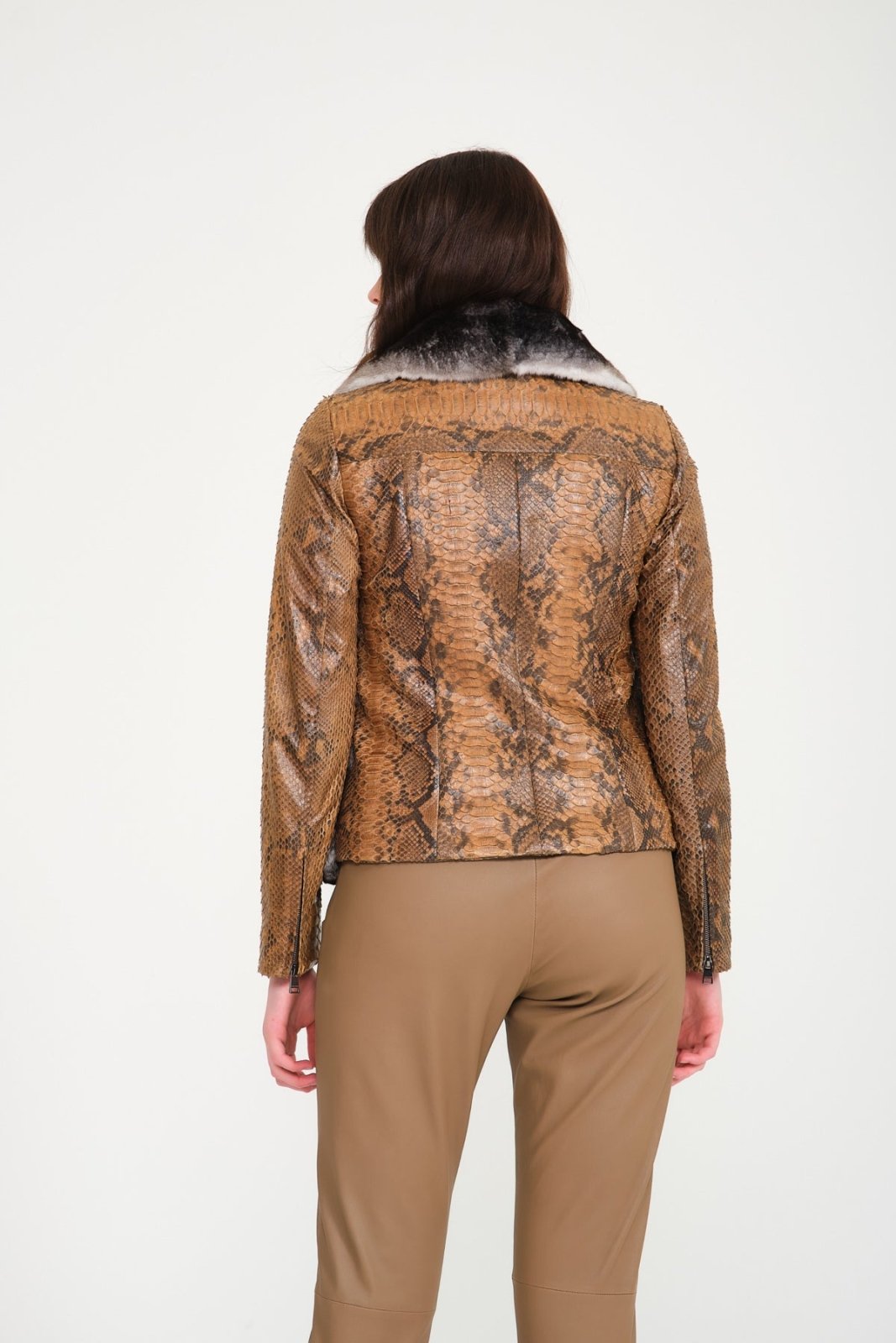 Orange Chinchilla / Python Leather Jacket - ADAMO