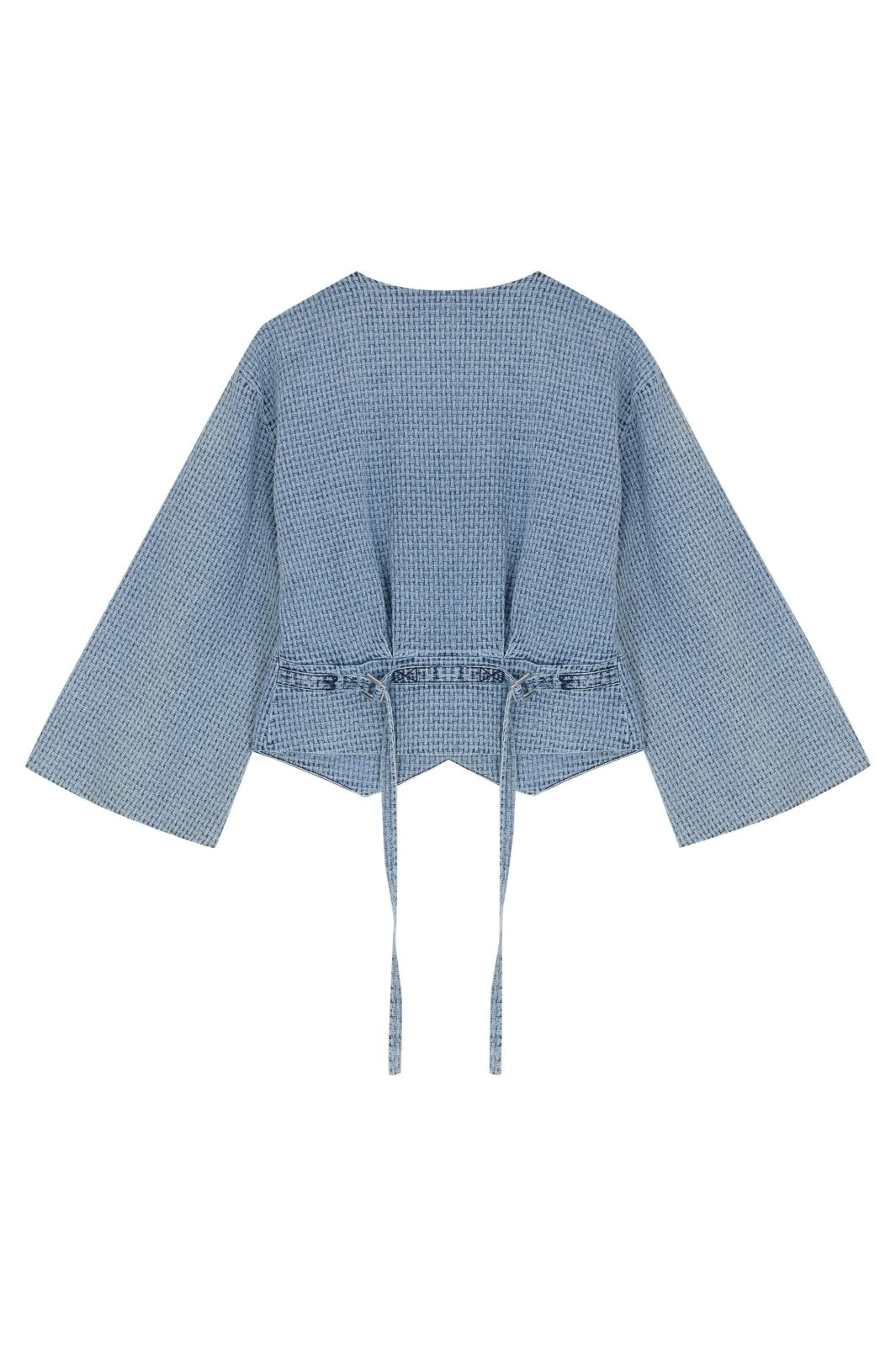 Powder Blue Textured Cropped Jacket - ADAMO