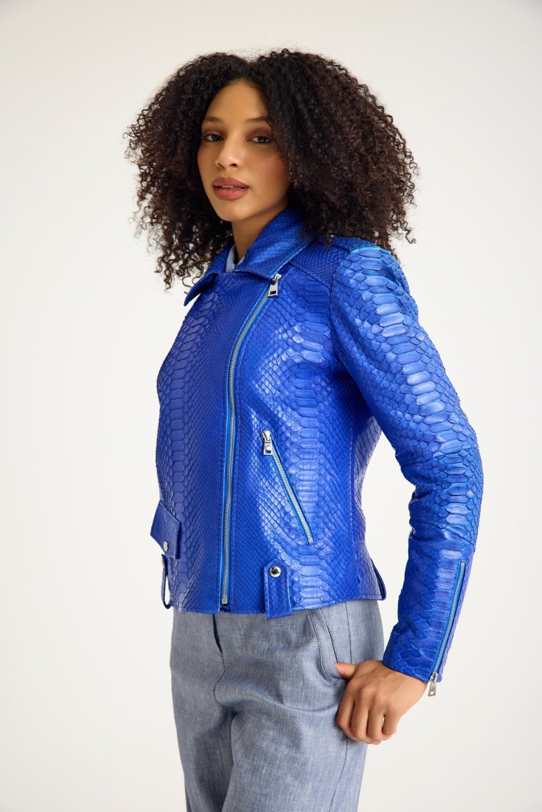 Python Leather Biker Jacket - ADAMO