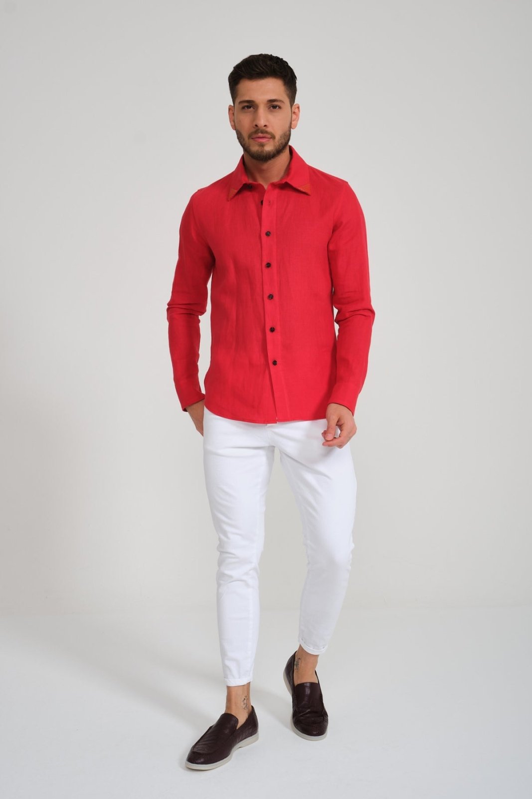 Red Linen Shirt - ADAMO