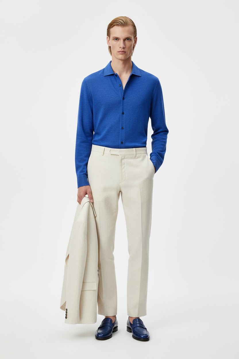Sea Blue Cotton Shirt - ADAMO