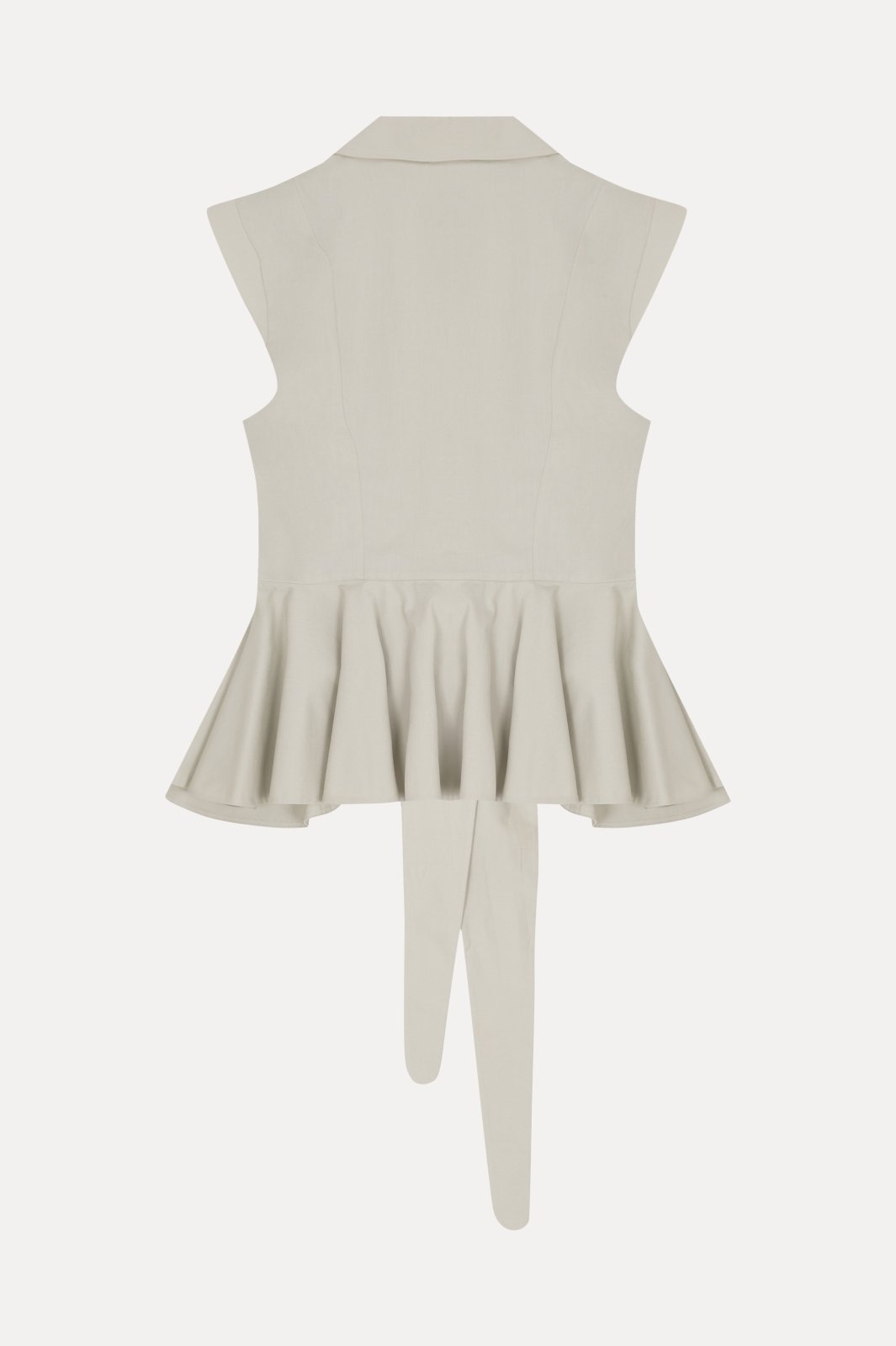 Soft Sand - Sculpted Peplum Cotton - Silk Blouse - ADAMO