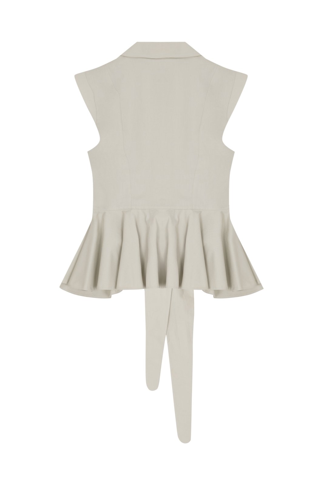 Soft Sand - Sculpted Peplum Cotton - Silk Blouse - ADAMO