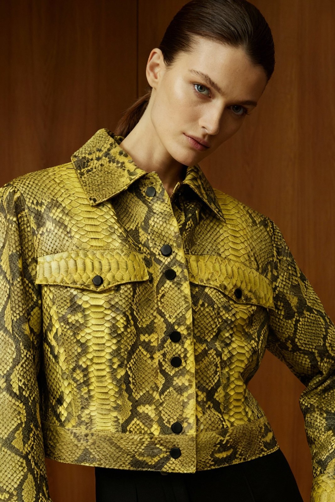 Solaris Yellow Python Leather Jacket - ADAMO