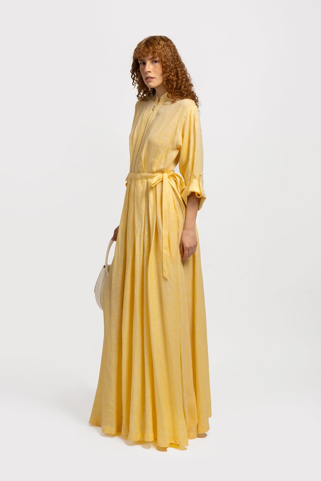 Sunlit Marigold Linen Dress - ADAMO