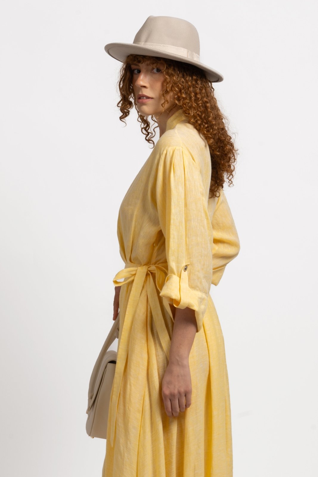 Sunlit Marigold Linen Dress - ADAMO